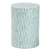 Baxton Studio Draven Modern Bohemian White and Blue Mother of Pearl End Table